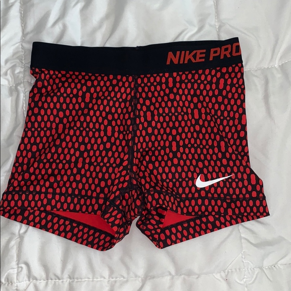 Black and red nike pro Dri-fit spandex shorts